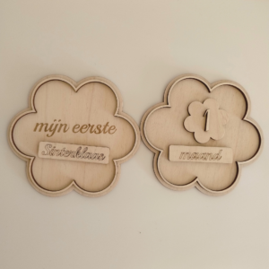 mijlpaalkaartjes leeftijd cirkel/gekarteld/bloem